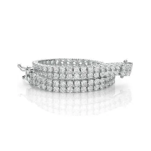 Ladies bracelets with icy opal -Round Brilliant tennis bracelet with 13.86 carats* of diamond simulants in 10 carat white gold