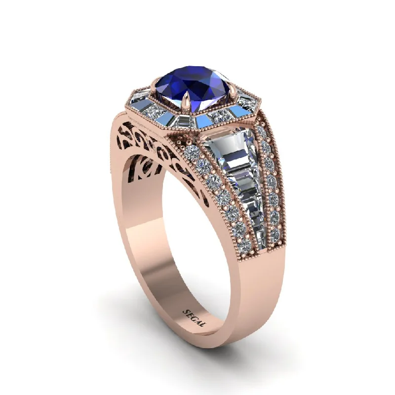 engagement-radiant-cut-sapphire-rings-Sapphire Royal Radiance Halo Engagement Ring - Liana No. 14