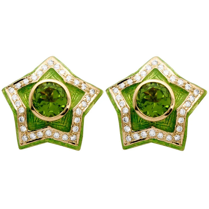 ladies-handmade-chandelier-earrings-Earrings - Periodot (Enamel) (1201D)