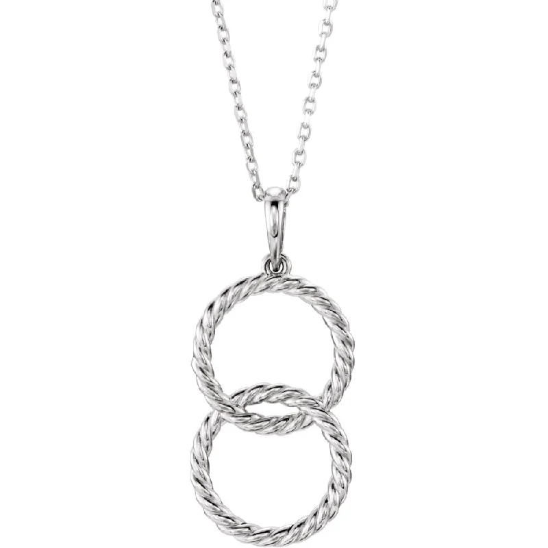 Ladies necklaces with dusk tourmaline -Sterling Silver Double Vertical Rope Circle Necklace, 16-18 Inch