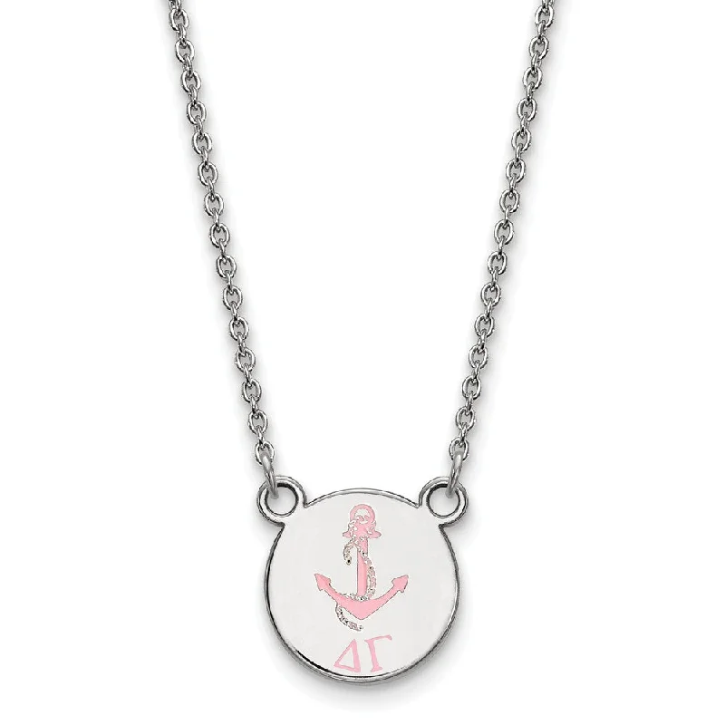 Ladies necklaces handcrafted charm -Sterling Silver Delta Gamma Small Enamel Necklace