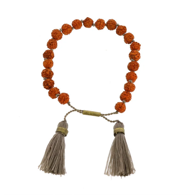 Ladies bracelets for free elegance -Mala and Tassel Bracelet - Grey