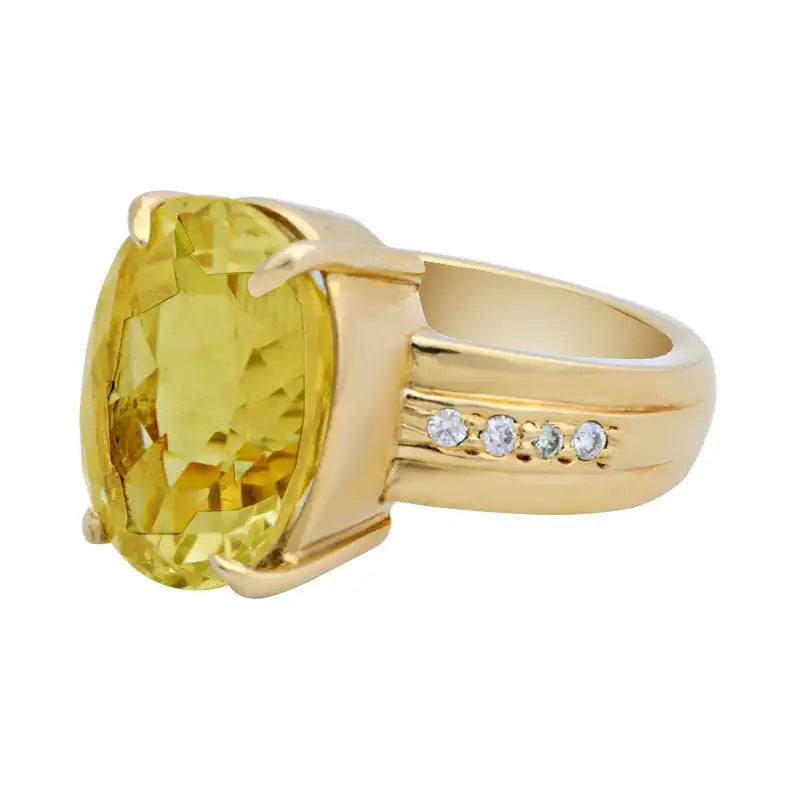 ladies-princess-cut-diamond-rings-Ring- Lemon Quartz and Diamond