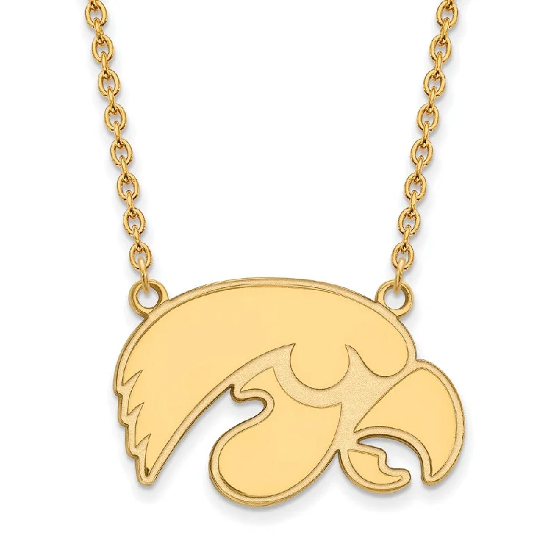 Ladies necklaces with ridge pendants -14k Gold Plated Silver U of Iowa Hawkeye Pendant Necklace