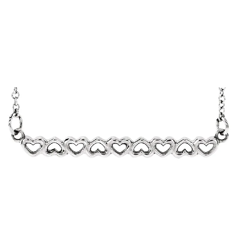 Ladies necklaces smooth flair -Sterling Silver Connected Hearts Bar Necklace, 18 Inch