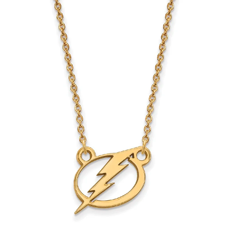 Ladies necklaces bold elegance -SS 14k Yellow Gold Plated NHL Tampa Bay Lightning SM Necklace, 18 Inch