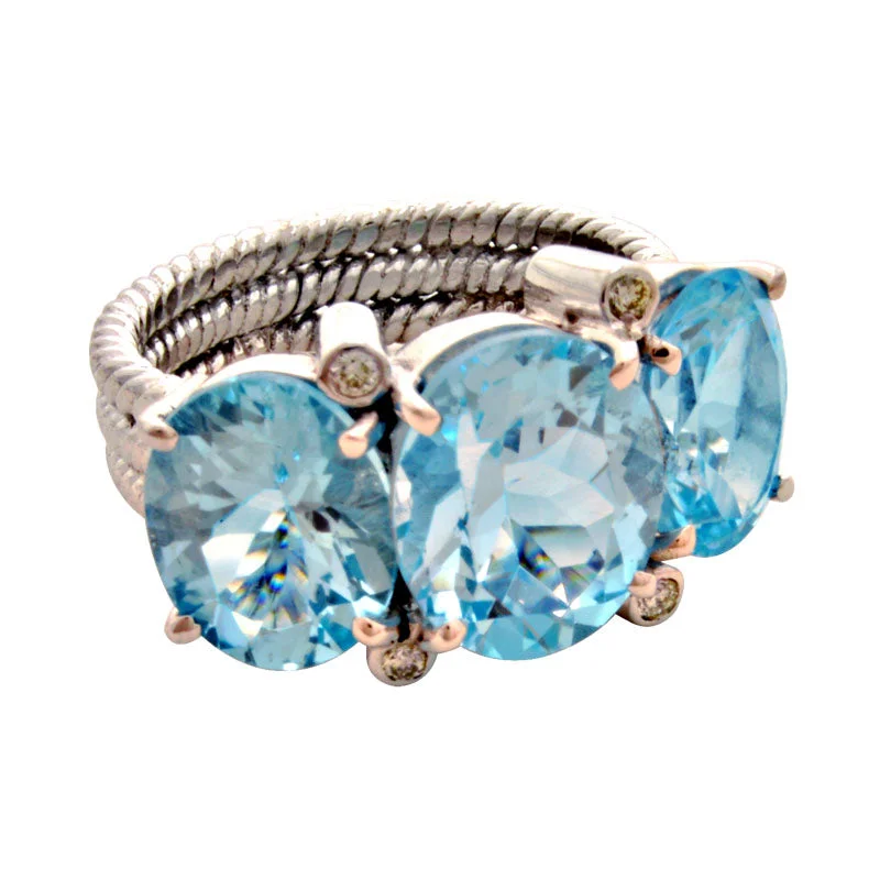 ladies-radiant-cut-emerald-rings-Ring-Blue Topaz and Diamond