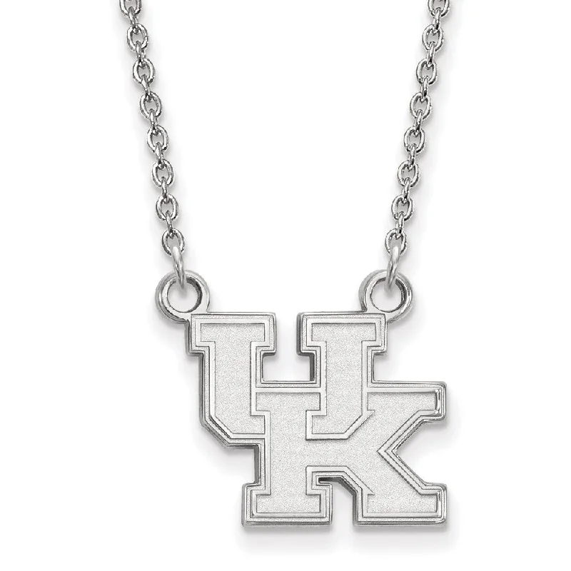 Ladies necklaces sleek charm -Sterling Silver U of Kentucky Small 'UK' Pendant Necklace