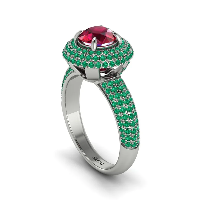 engagement-heart-tension-set-rings-Ruby Golden Majesty Pave Halo Engagement Ring - Myra No. 27