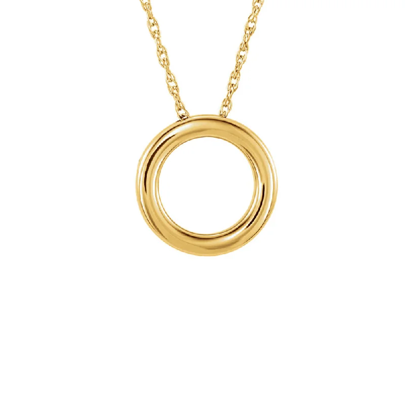 Ladies necklaces with howl pendants -Polished 15mm Circle Necklace in 14k Yellow Gold, 18 Inch