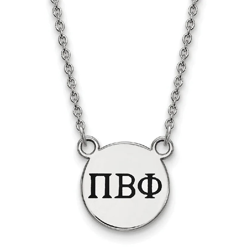 Ladies necklaces with jet onyx -Sterling Silver Pi Beta Phi Small Enamel Greek Letters Necklace