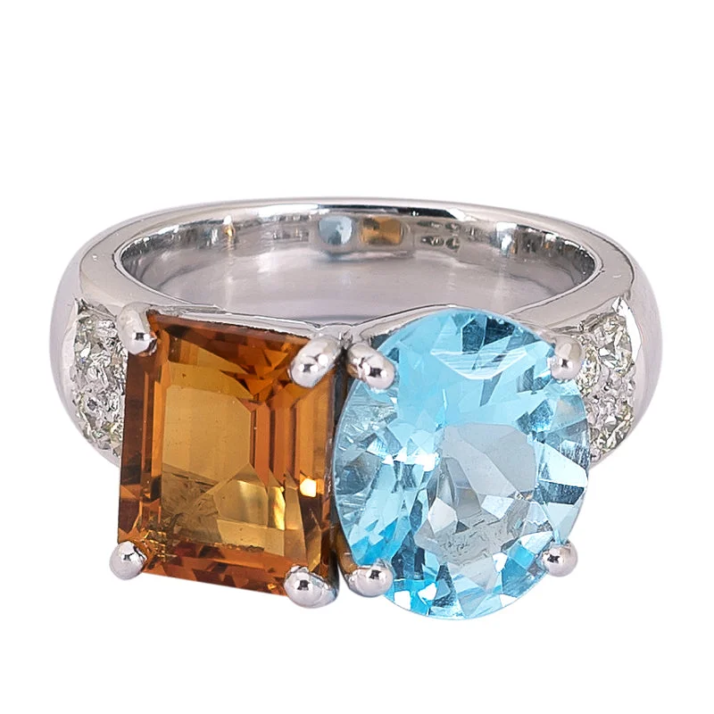 ladies-minimalist-bypass-rings-Ring- Blue Topaz, Citrine and Diamond