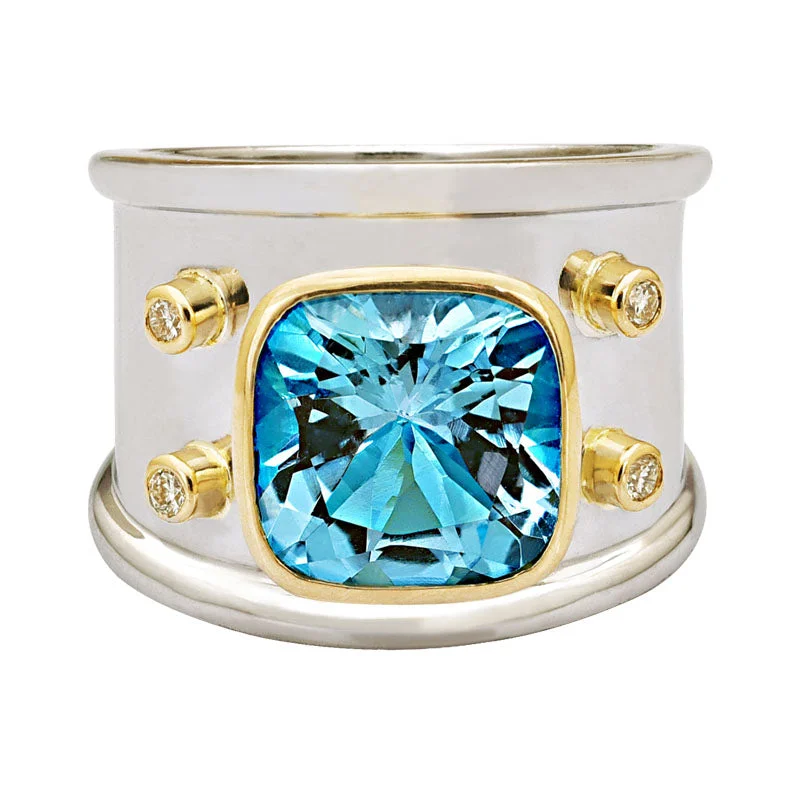 ladies-elegant-cathedral-rings-Ring-Blue Topaz and Diamond