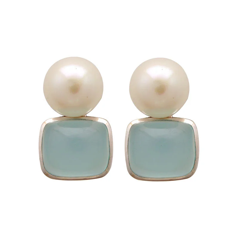 ladies-birthstone-bar-drop-earrings-Earrings-Chalcedony and Fresh Water Pearl