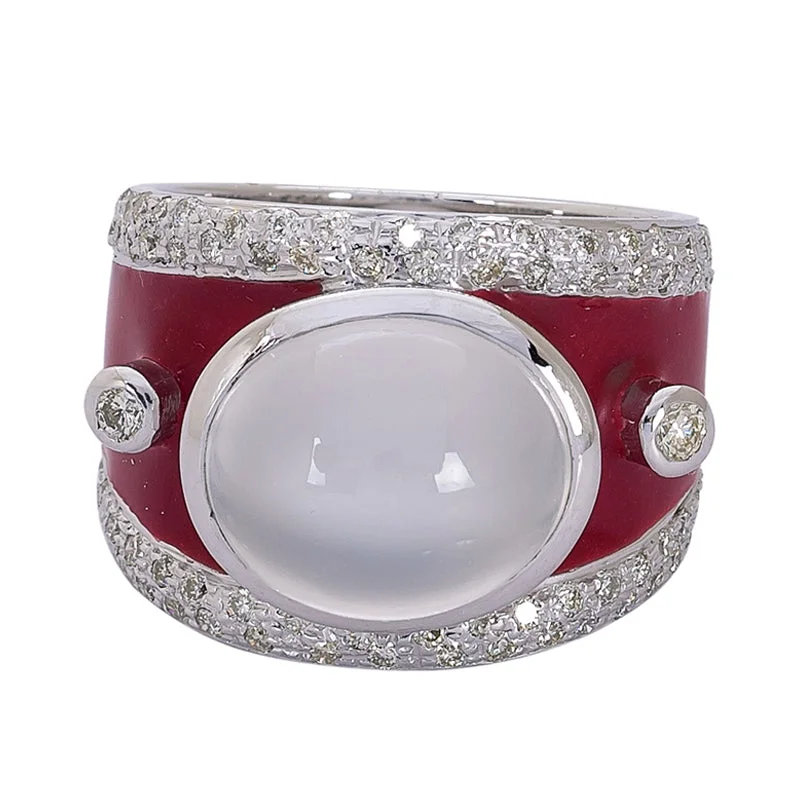 ladies-luxury-sapphire-rings-Ring- Moonstone and Diamond (Enamel)