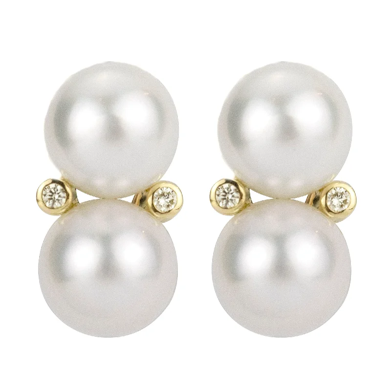 ladies-diamond-pearl-earrings-Earrings - South Sea Pearl And Diamond