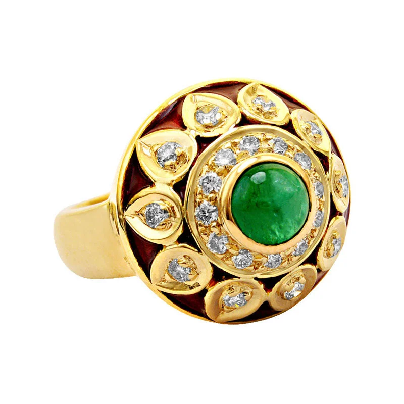 ladies-cushion-cut-platinum-rings-Ring- Emerald And Diamond (Enamel)