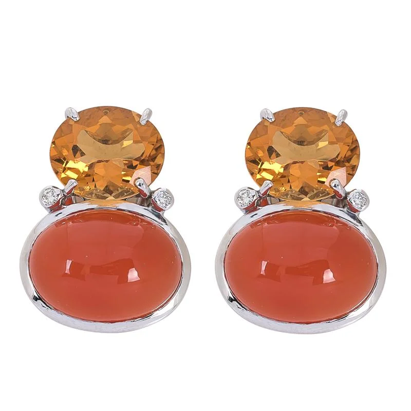 ladies-unique-silver-earrings-Earrings- Citrine, Cornelian and Diamond  (271CS)