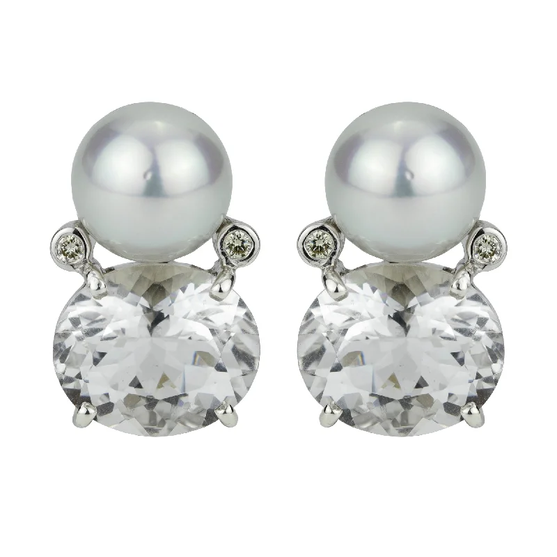 ladies-fashion-tassel-earrings-Earrings - Crystal, South Sea Pearl And Diamond