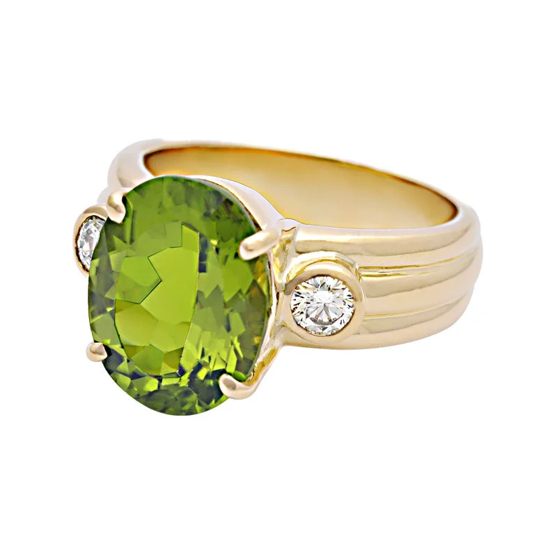 ladies-gold-cathedral-rings-Ring-Peridot and Diamond