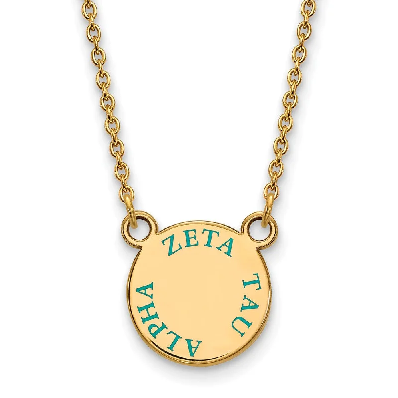 Ladies necklaces cute flair -14K Plated Silver Zeta Tau Alpha Small Turquoise Enamel Necklace