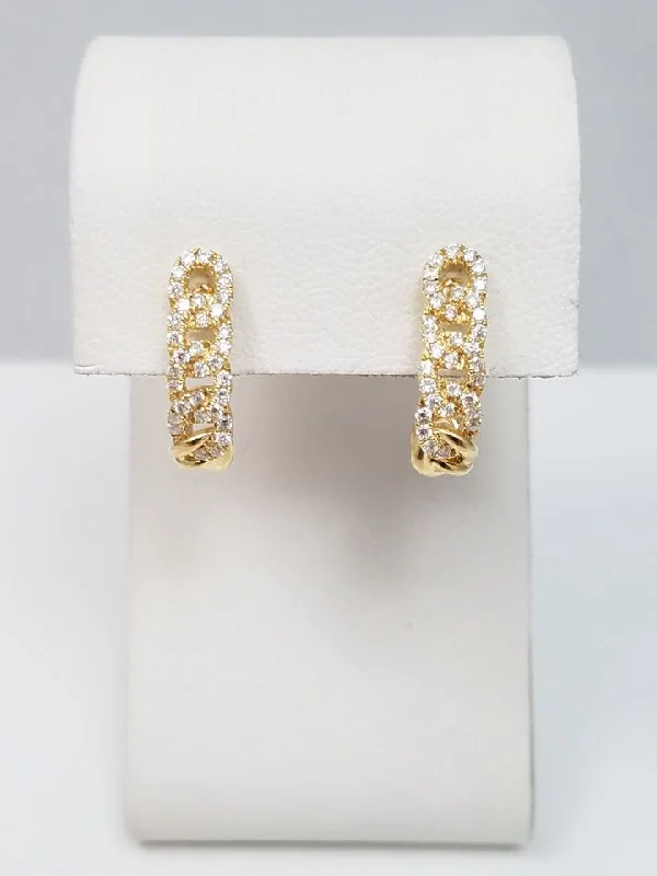 ladies-rose-gold-teardrop-earrings-NEW Natural Diamond 18k Yellow Gold Hoop Earrings