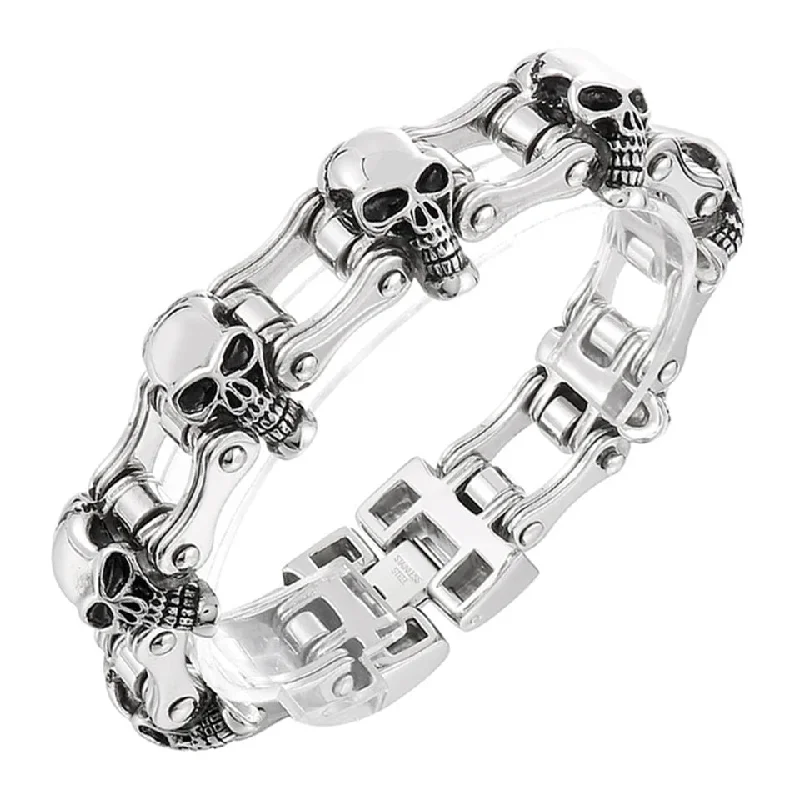 Ladies bracelets elegant charm -Motorcycle Chain Head Skull Bracelet