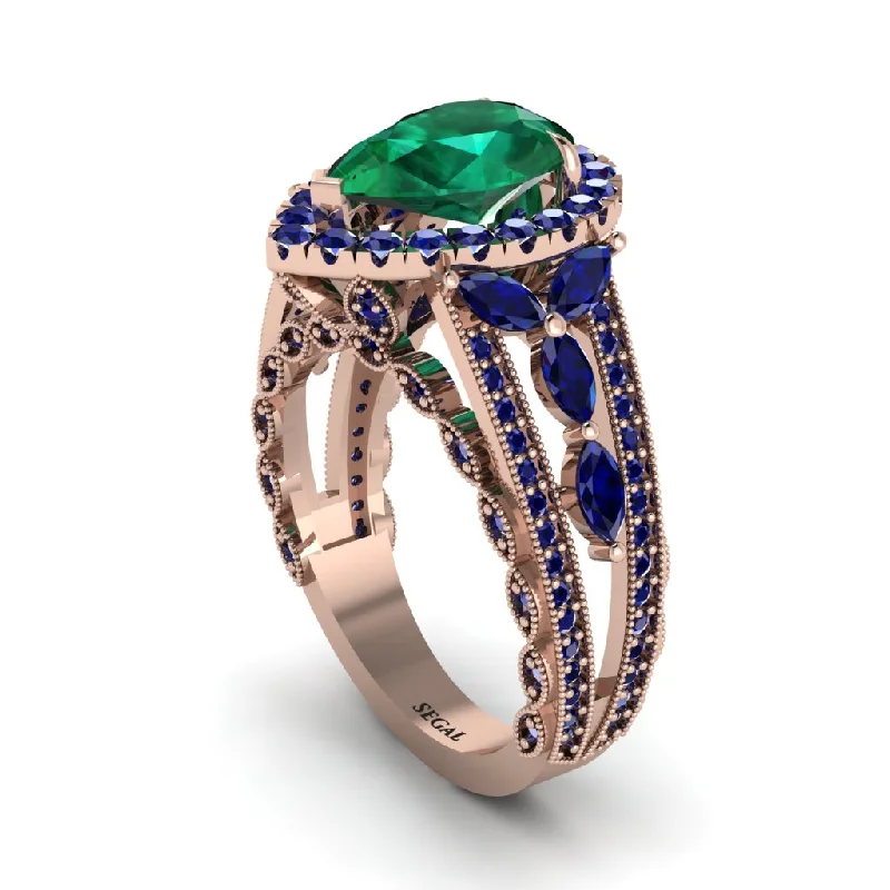 engagement-cushion-cut-white-gold-rings-Emerald Imperial Blossom Engagement Ring - April No. 65