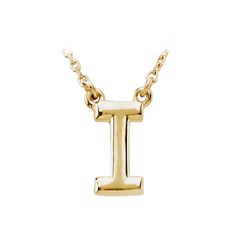 Ladies necklaces with forest malachite -14K Yellow Gold, Kendall Collection, Block Initial I Necklace, 16 Inch