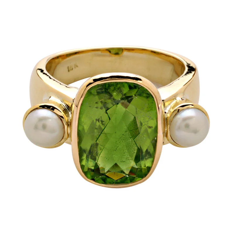 ladies-ruby-cathedral-rings-Ring-Pearl and Peridot