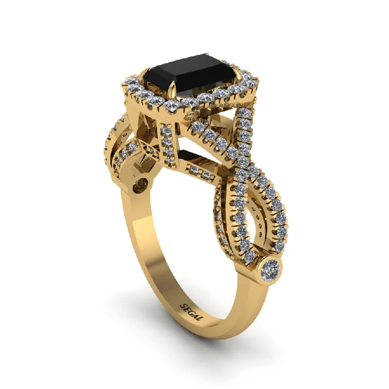 engagement-elegant-flush-set-rings-Black Diamond  Halo Radiant Splendor Engagement Ring - Kaylani No. 7