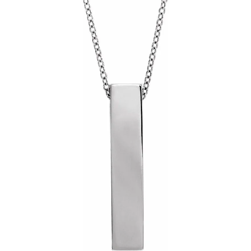 Ladies necklaces with throne pendants -Platinum Brushed Vertical Bar Slide Necklace, 16-18 Inch