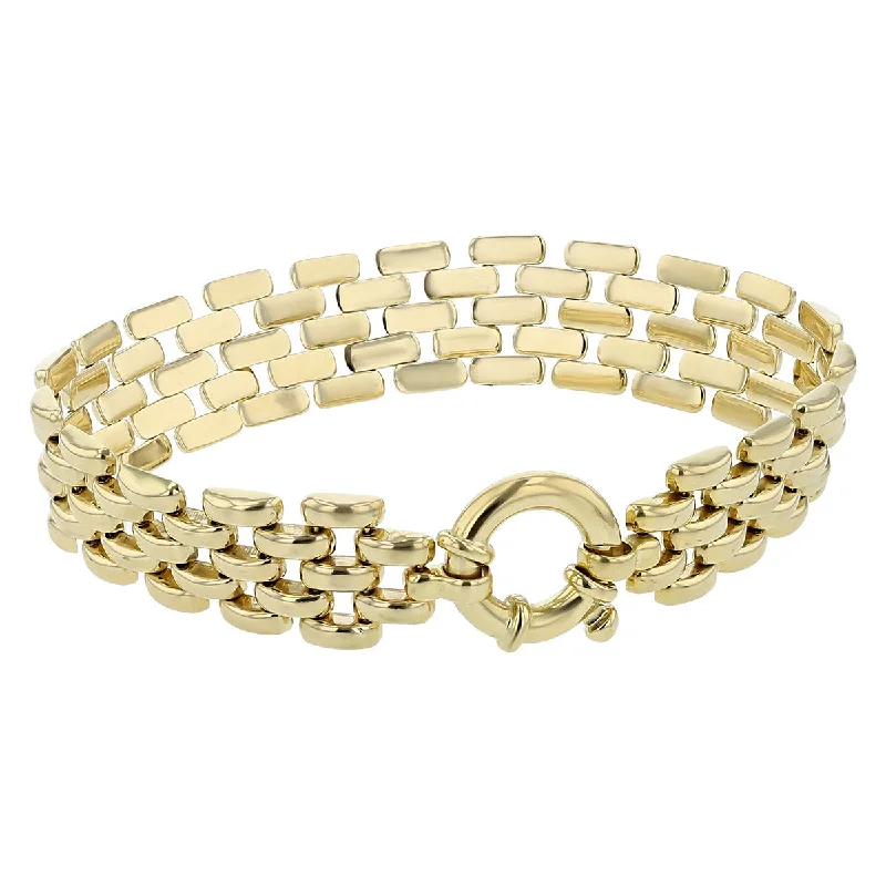 Ladies bracelets with linen threads -14K Yellow Gold Brick Mesh 7-Inch Bracelet