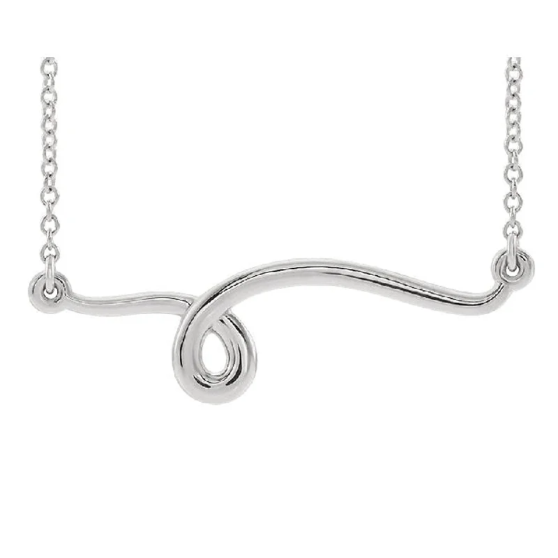 Ladies necklaces vintage charm -Platinum Freeform Loop Bar Necklace, 16 or 18 Inch