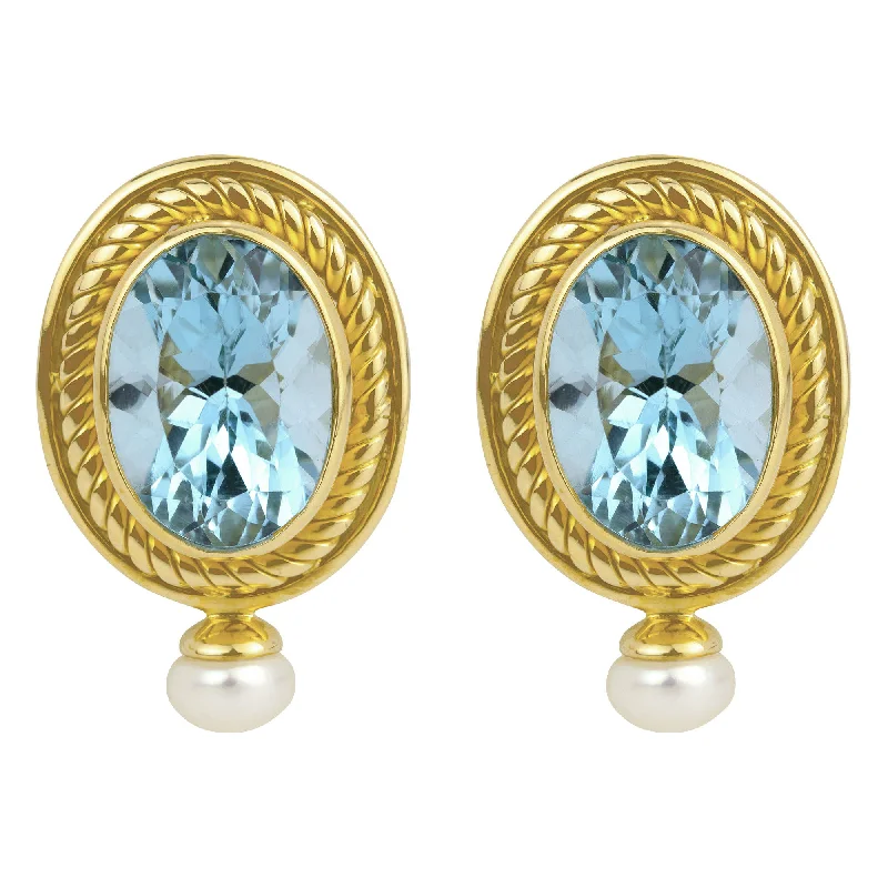 ladies-custom-chandelier-earrings-Earrings- Blue Topaz And Pearl (1821J)