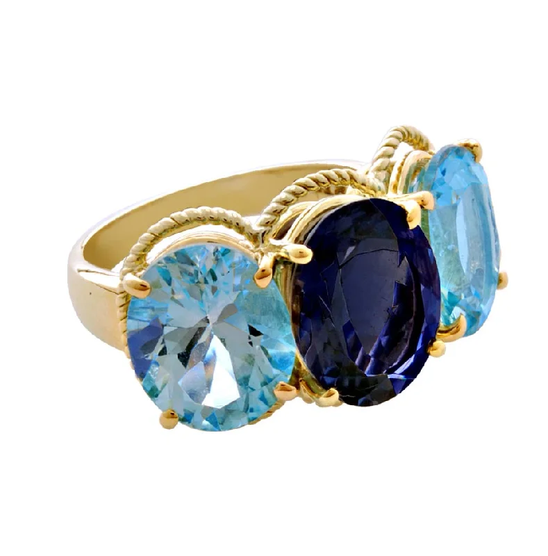 ladies-emerald-shank-rings-Ring - Blue Topaz And Iolite