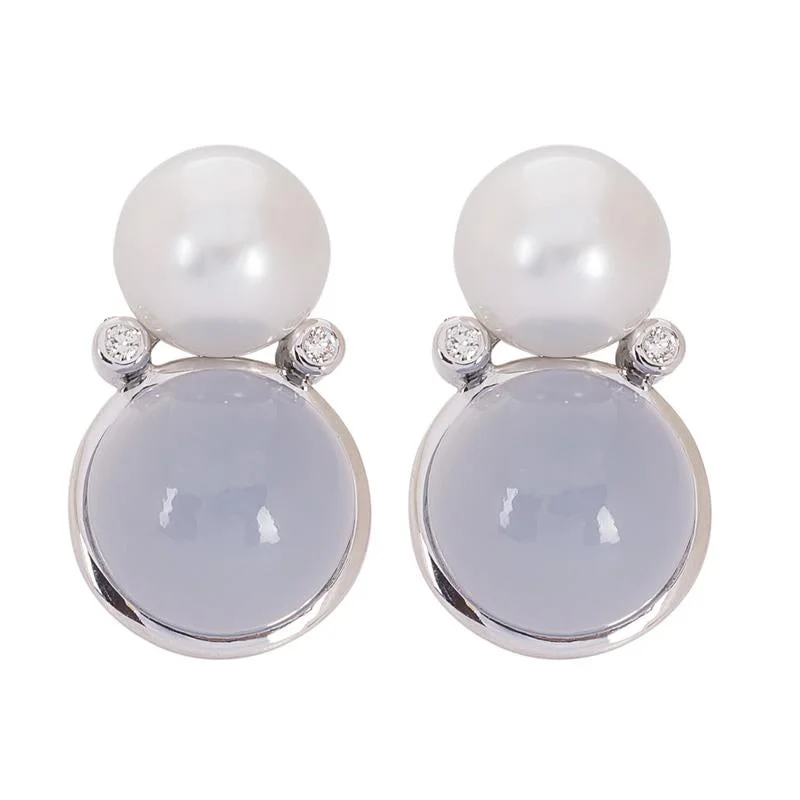 ladies-unique-rose-gold-earrings-Earrings- Chalcedony, Pearl and Diamond  (271DS)