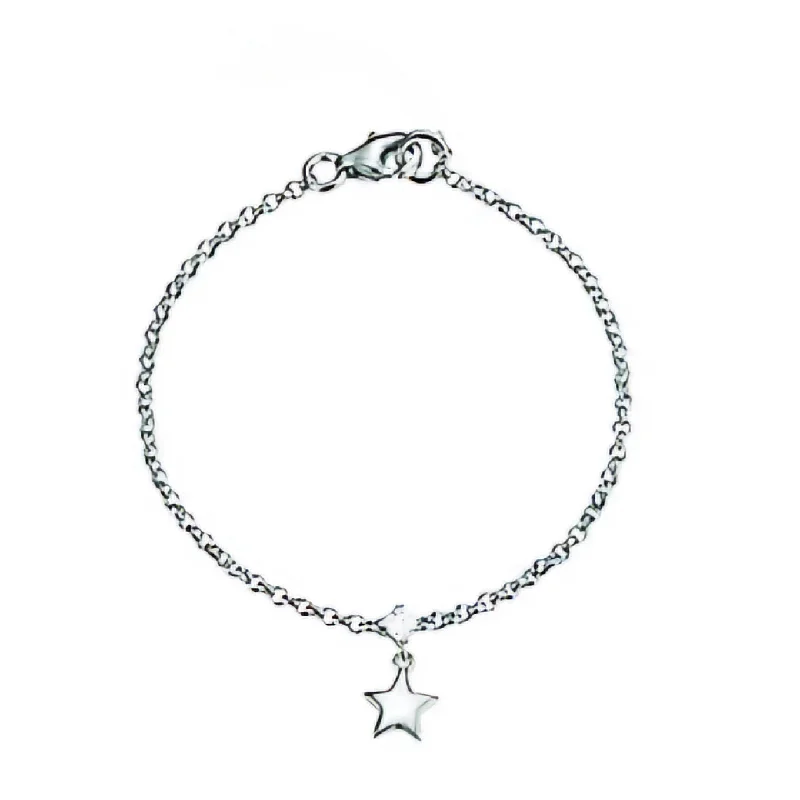 Ladies bracelets classic charm -Sterling Silver Star Petite Fine Bracelet