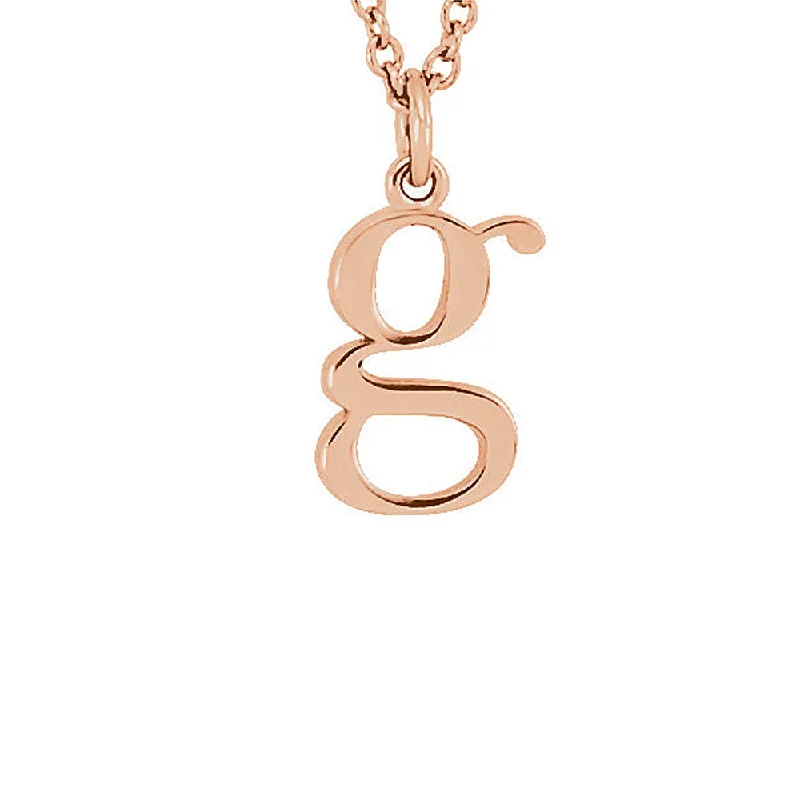 Ladies necklaces with pink coral -The Abbey Lower Case Initial 'g' Necklace in 14k Rose Gold, 16 Inch