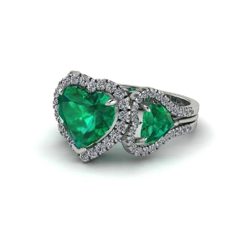 engagement-silver-pave-set-rings-Emerald Eternal Heartbeat Engagement Ring - Aylin No. 6