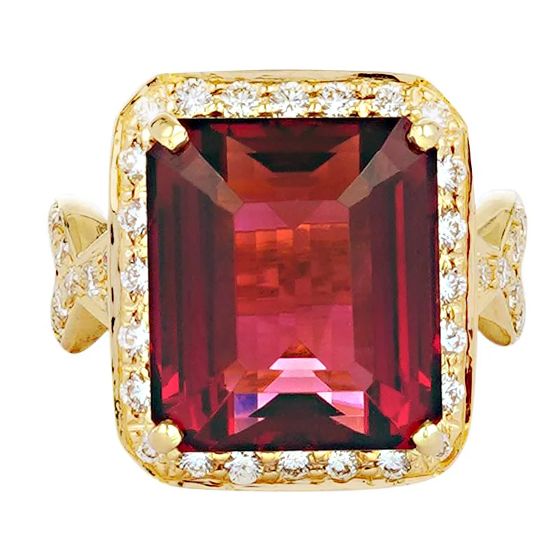 ladies-diamond-accent-rings-Ring - Pink Tourmaline and Diamond