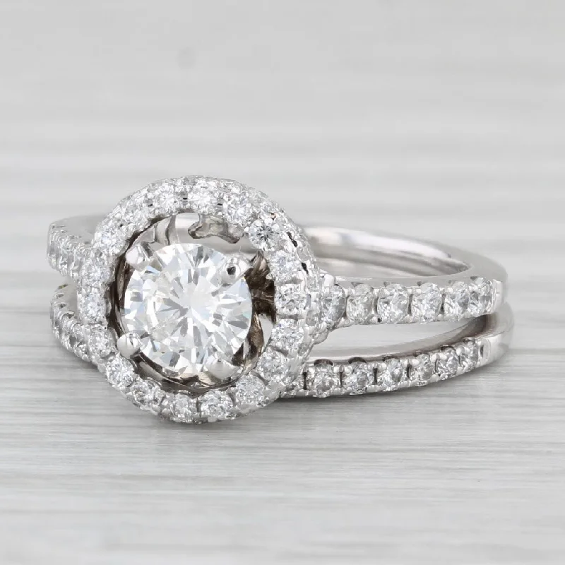 engagement-elegant-tension-set-rings-1.69ctw Round Diamond Halo Engagement Ring Wedding Band Bridal 14k White Gold