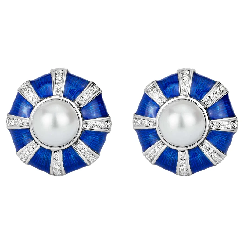 ladies-classic-ear-cuff-earrings-Earrings - South Sea Pearl And Diamond (enamel)