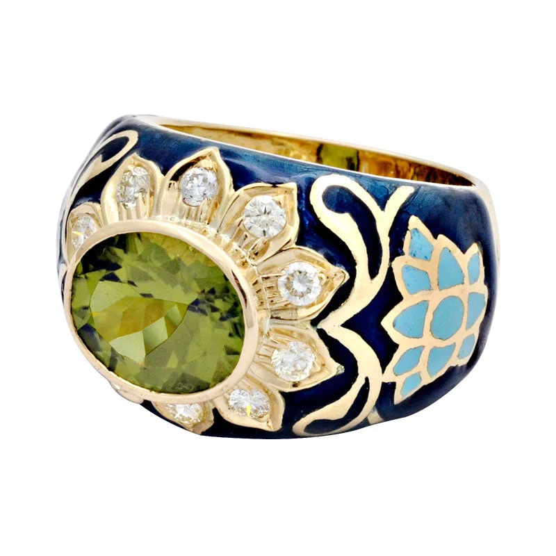 ladies-platinum-channel-set-rings-Ring-Peridot and Diamond (Enamel)