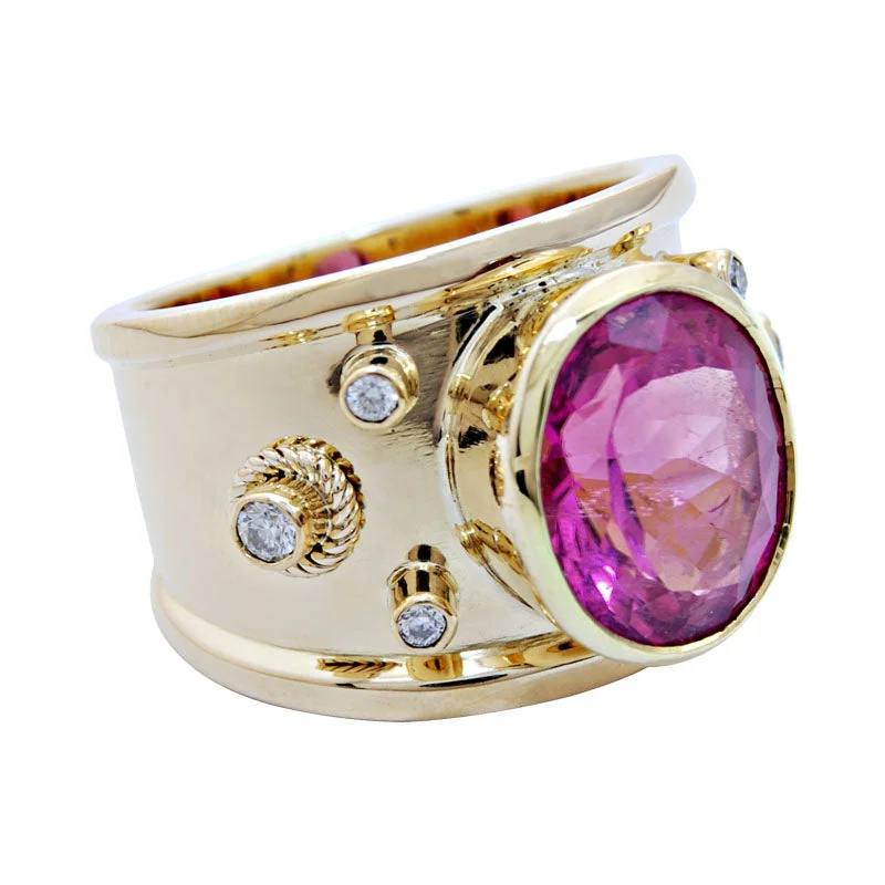 ladies-vintage-rose-gold-rings-Ring-Rubellite and Diamond