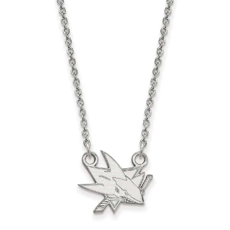 Ladies necklaces with coral pendants -10k White Gold NHL San Jose Sharks Small Necklace, 18 Inch