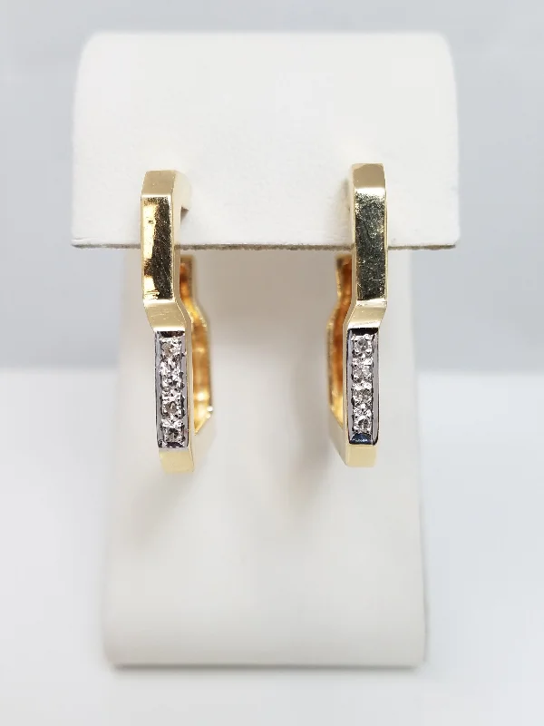 ladies-statement-rose-gold-earrings-Chic Vintage 14k Yellow Gold Natural Diamond Custom Earrings