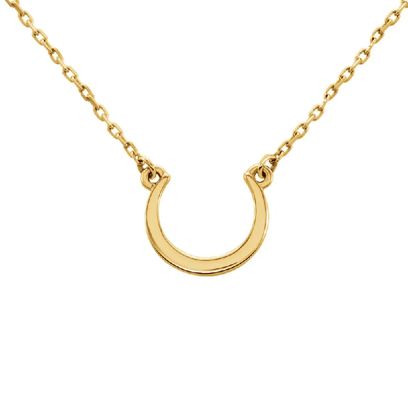 Ladies necklaces glowing flair -Small Polished Crescent Necklace in 14k Yellow Gold, 18 Inch