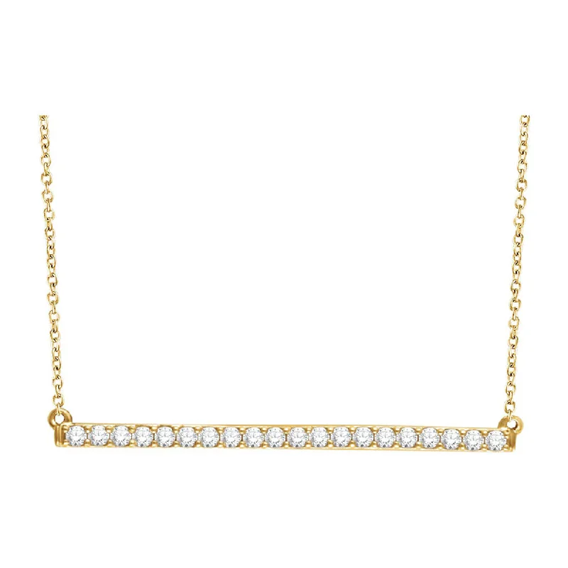 Ladies necklaces polished silver -14K Yellow, White or Rose Gold 1/2 CTW Diamond 40mm Bar Necklace