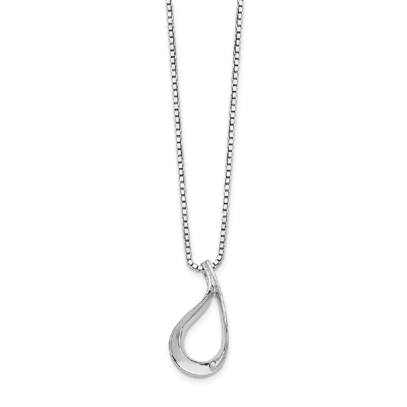 Ladies necklaces with celestial beads -Twisted Teardrop Diamond Necklace in Rhodium Plated Silver, 18-20 Inch